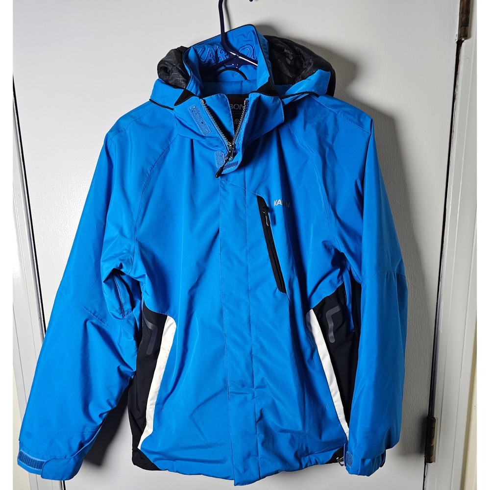 Karbon Womens Blue Black Ski Jacket Hooded Insulated Winter Coat Waterproof Sz16